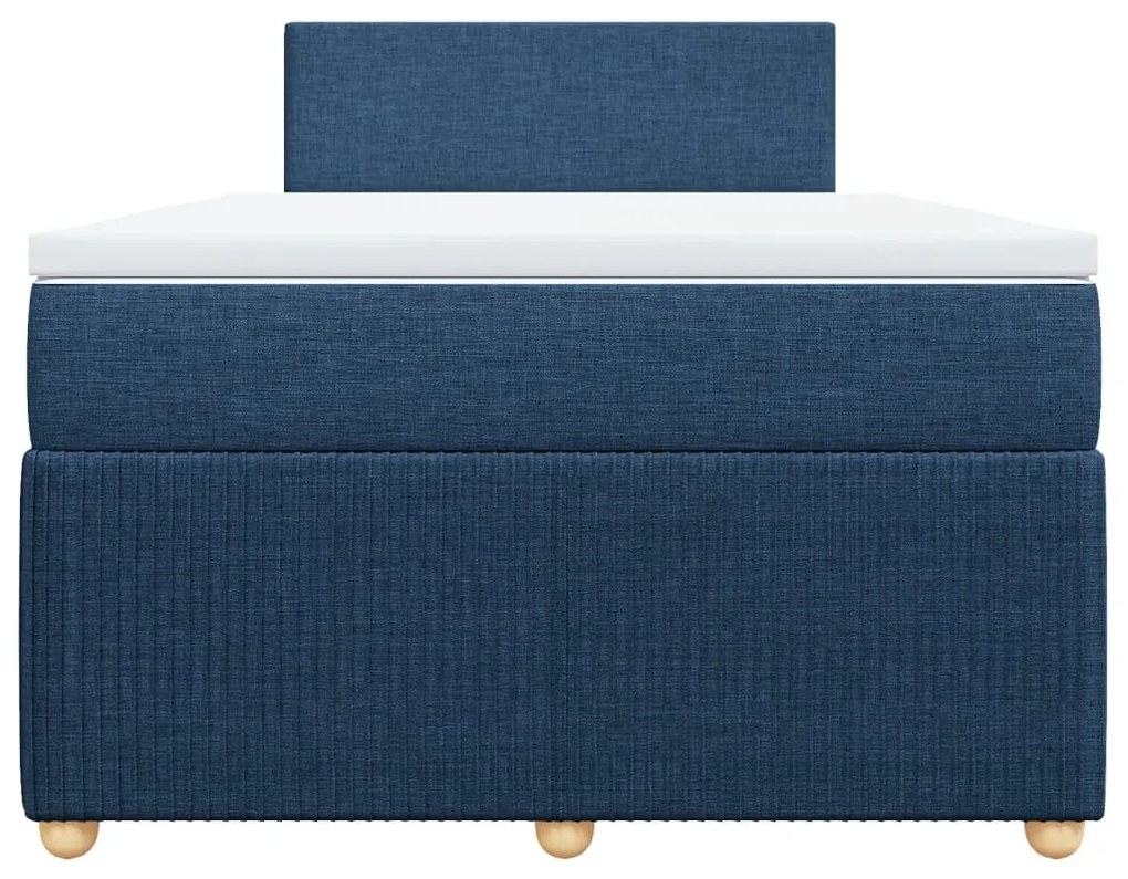 Cama boxspring com colchão 120x190 cm tecido azul