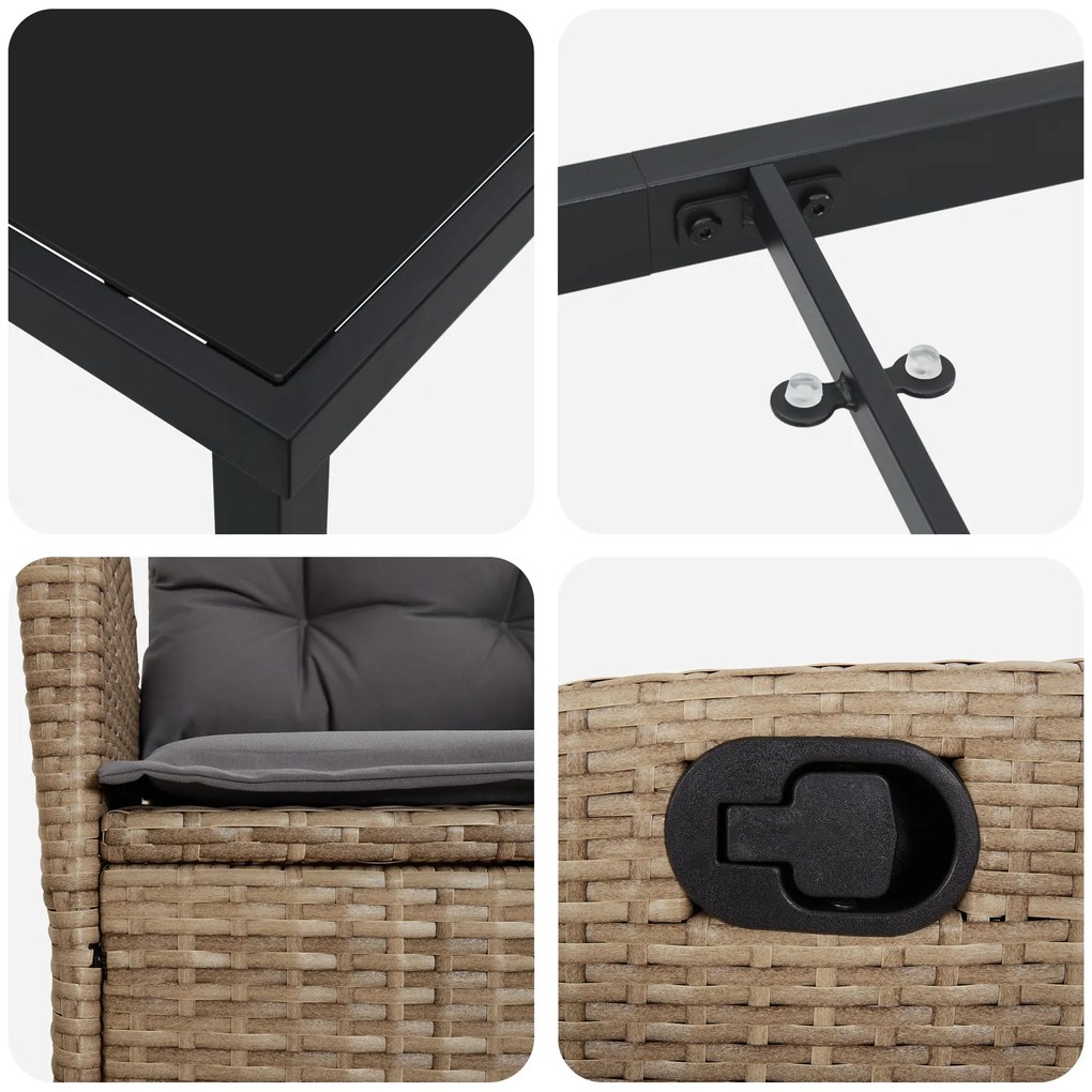 Conjunto de Jantar de Jardim de 9 Peças com Almofadas Bege Rattan de P