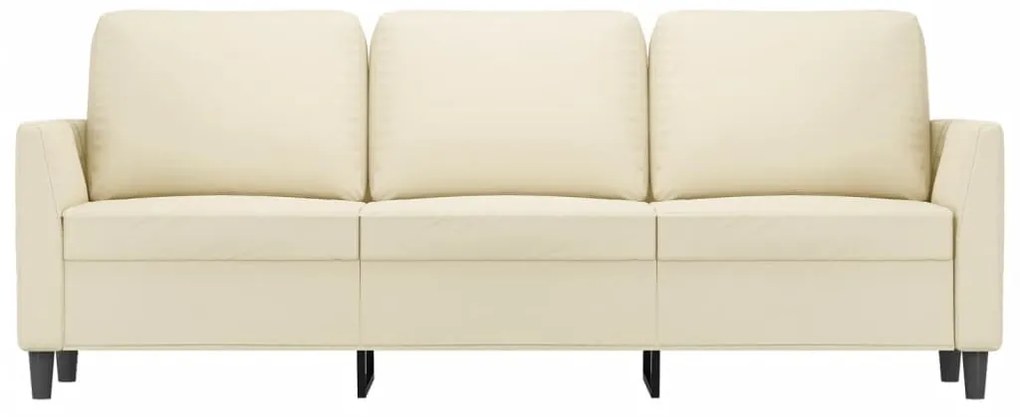 Sofá de 3 lugares 180 cm couro artificial cor creme