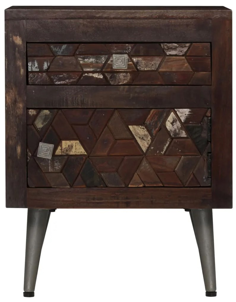 Mesa de cabeceira em madeira recuperada maciça 40x30x50 cm