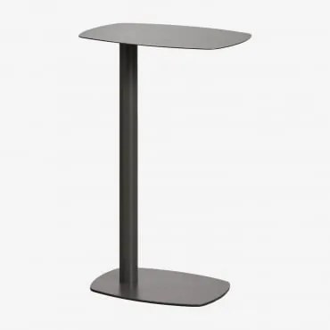 Mesa Auxiliar Retangular 40x25 Cm Em Aço Odelia ↑65 Cm & Cinza Granito - Sklum