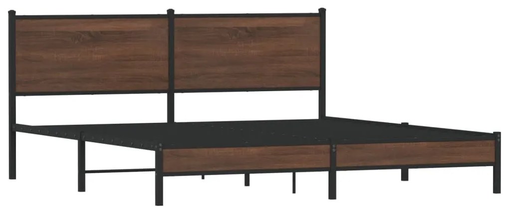Estrutura cama sem colchão 160x200 cm metal carvalho castanho