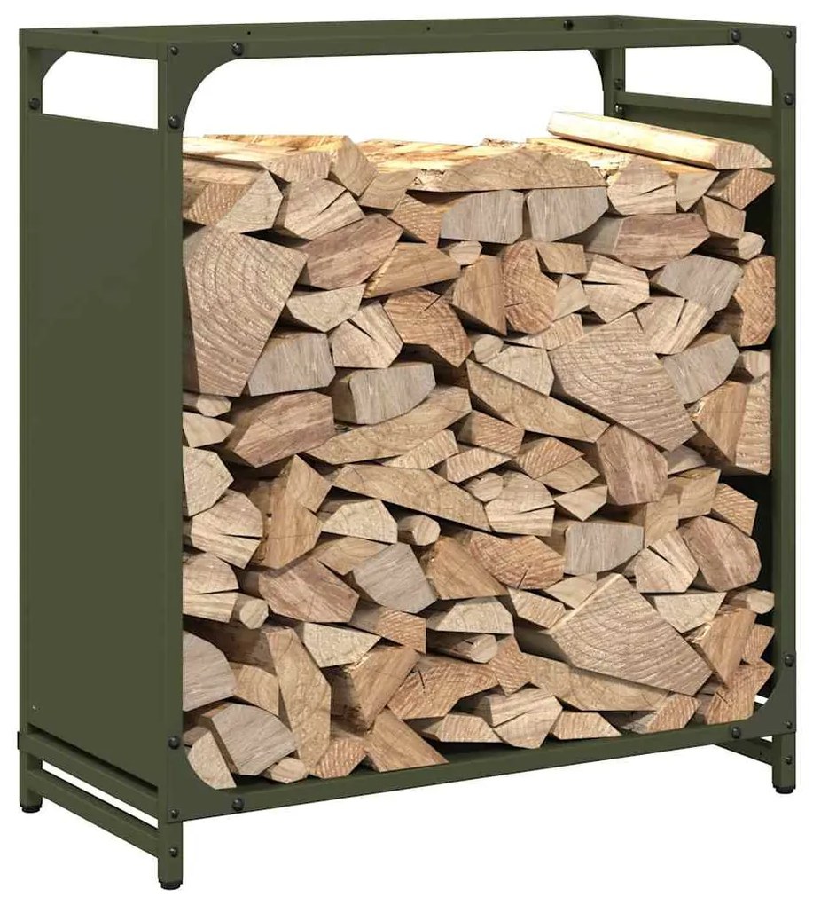 Suporte para lenha aço laminado a frio verde azeitona