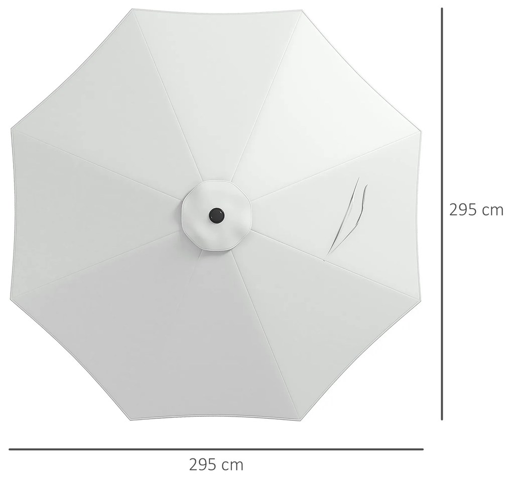 Toldo de Substituição para Chapéu de Sol de 3 m com Ventilação Superior para Exterior Jardim Pátio Piscina Branco