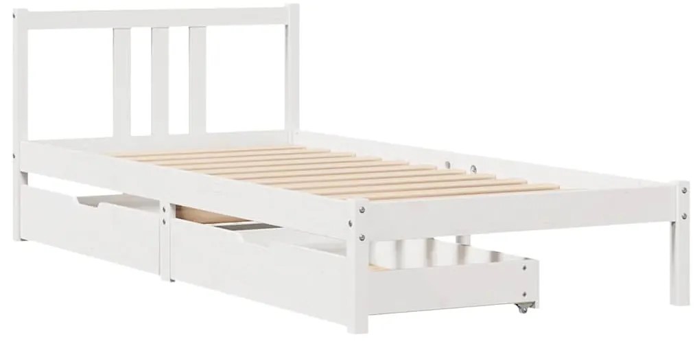 Cama sem colchão 90x200 cm madeira de pinho maciça branco