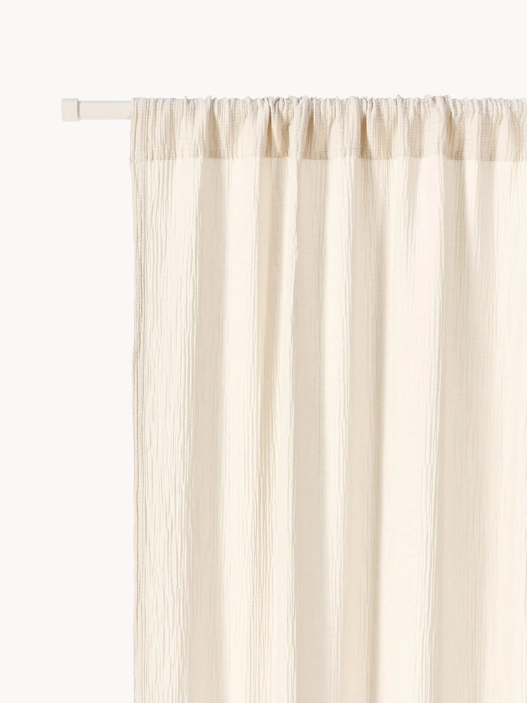 Cortinas em musselina semitransparentes com bainha para varão Malvina, conjunto de 2