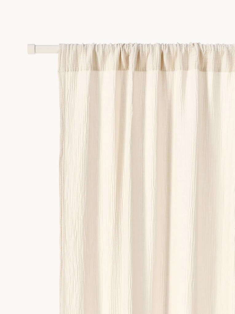 Cortinas transparentes em musselina com bainha para varão Malvina, conjunto de 2, L 130 cm