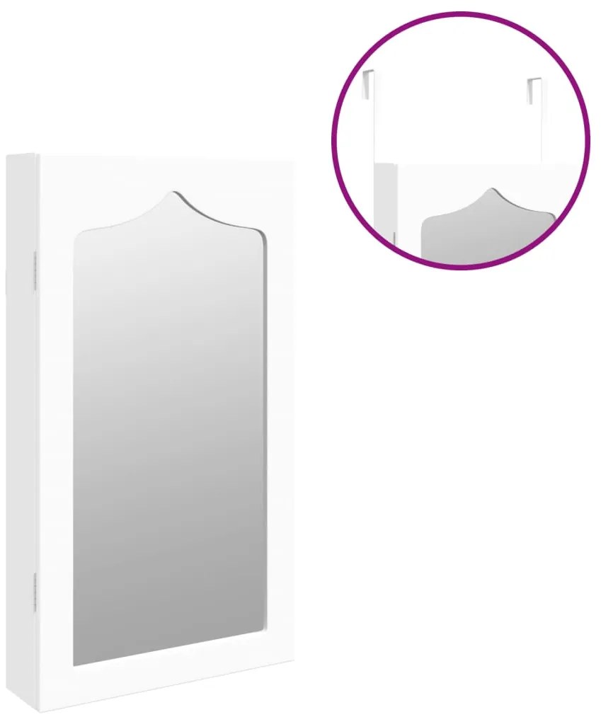 Móvel para joias de parede espelhado 37,5x10x67 cm branco