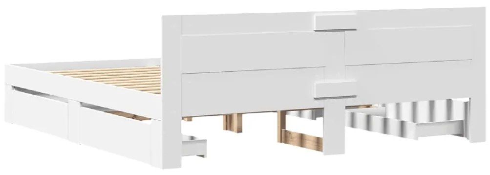 Estrutura de cama c/ cabeceira sem colchão 200x200 cm branco