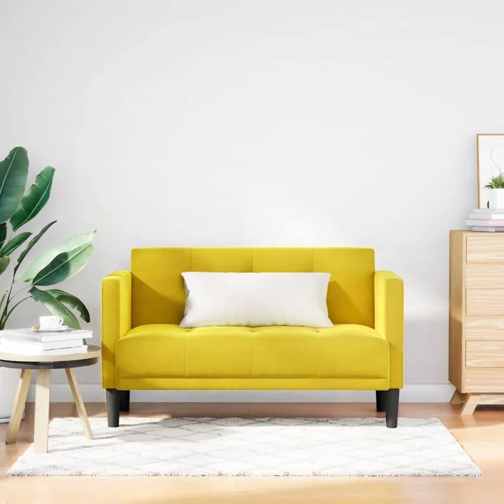 vidaXL Sofá-luvas 111 cm veludo amarelo
