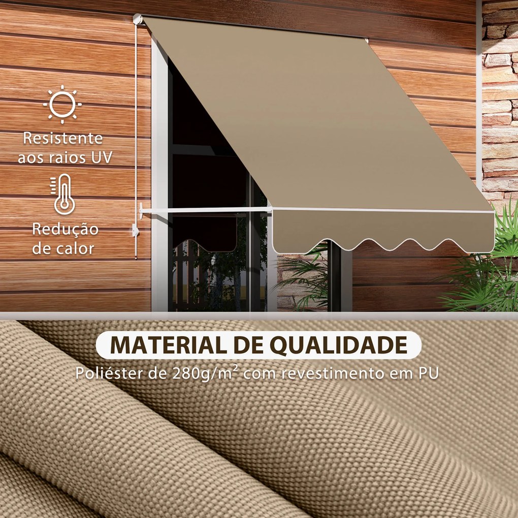 Toldo Manual de Alumínio Retrátil Toldo de Fachada para Exterior Impermeável e Tecido de Poliéster 180x70 cm Bege