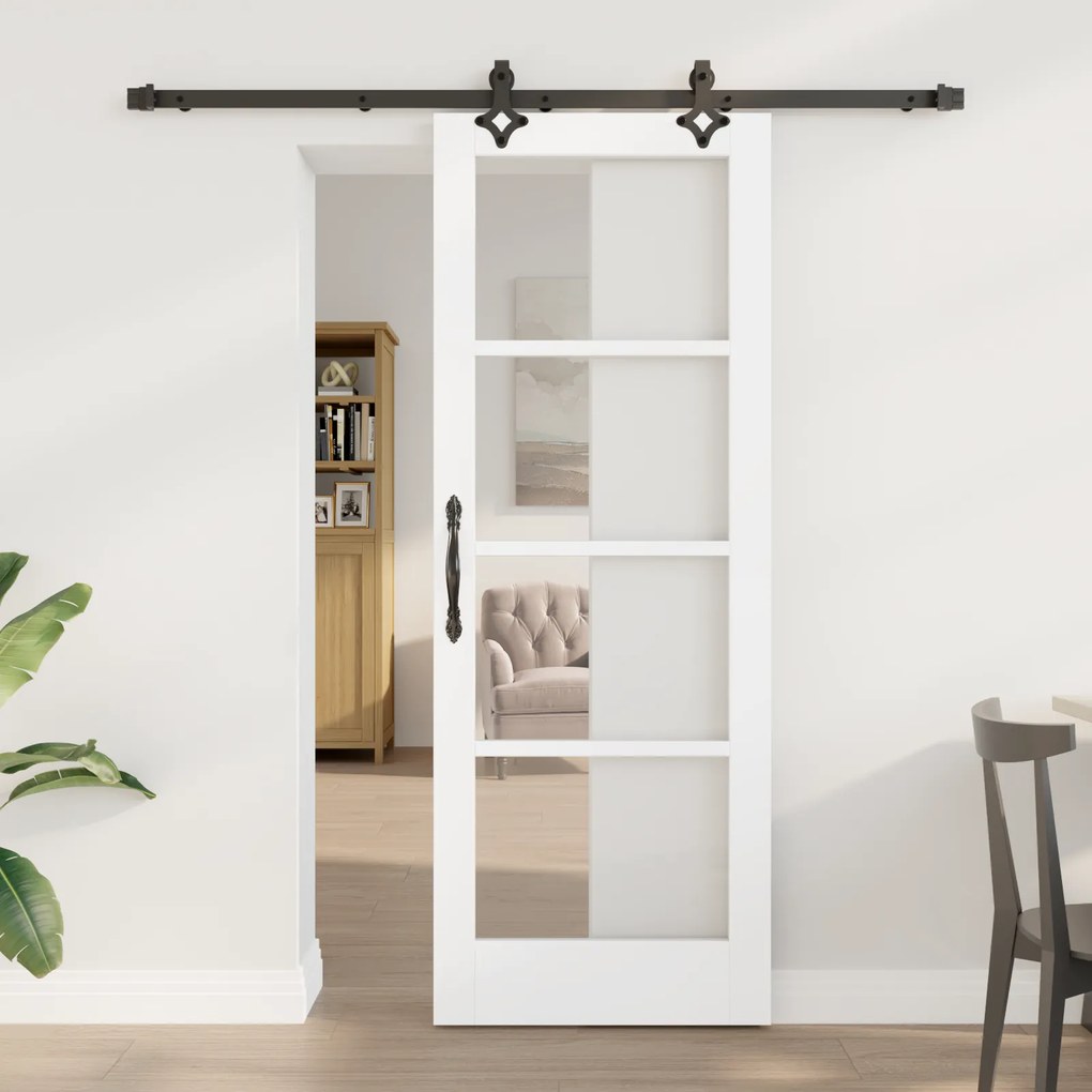 vidaXL Conjunto de Porta Deslizante Conjunto de 2 Branco e Preto