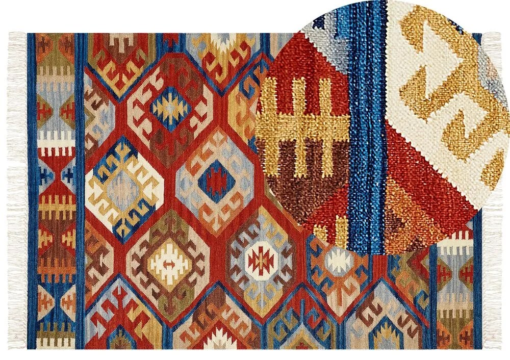 Tapete Kilim em lã multicolor 160 x 230 cm JRVESH Beliani