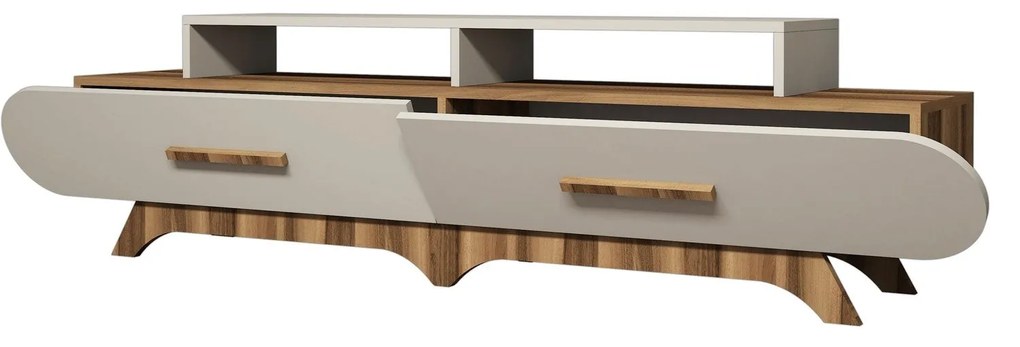 Móvel TV Flora – Nogueira e Creme – 205x50x36,8 cm