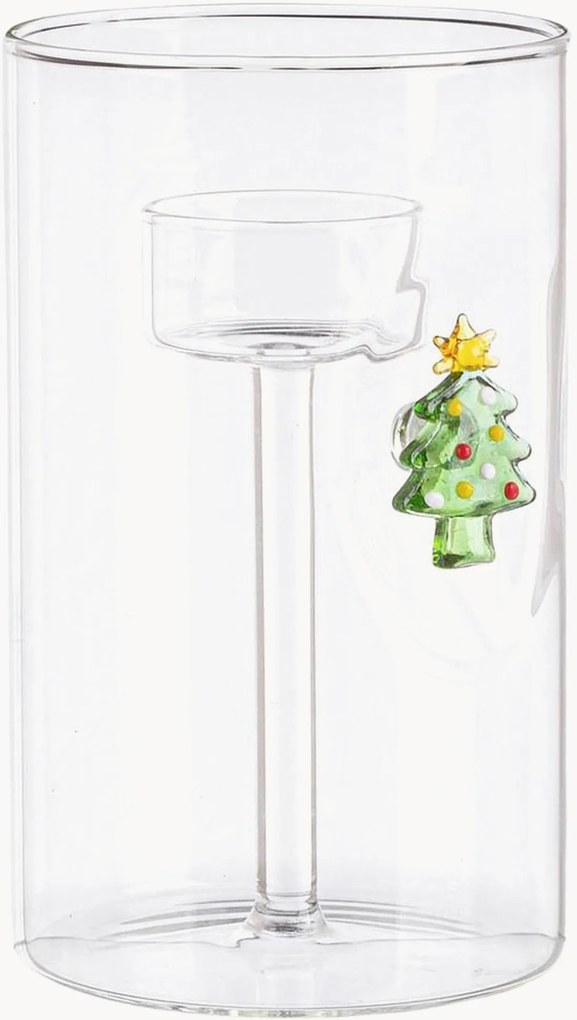 Castiçais de vidro Lavish Pine, conjunto de 2