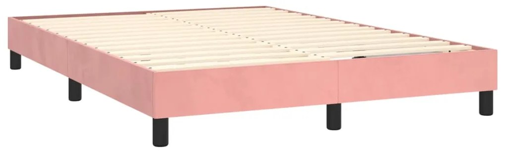 Cama com molas/colchão 140x200 cm veludo rosa