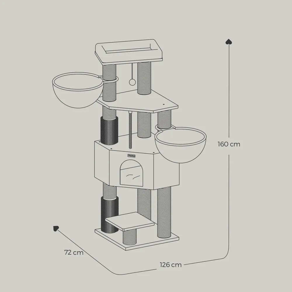 Arranhador para gatos com plataformas 50 x 50 x 160 cm branco creme-bege