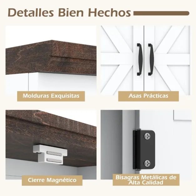 Armário de parede casa de banho, sala, cozinha ou entrada 55 x 19 x 60 cm com portas em estilo rústico, prateleira ajustável e compartimento aberto Br