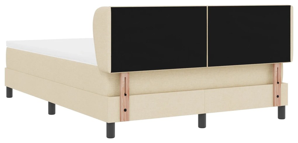 Cama Box Spring vidaXL com Colchão em Creme, 140x200 cm, Tecido