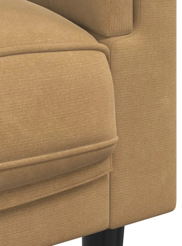 3 pcs conjunto de sofás com almofadas veludo castanho