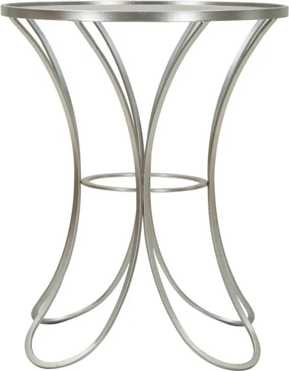 Mesa Trixy - Metal Prata e Topo de Vidro Temperado - Ø 56 cm x 68 cm