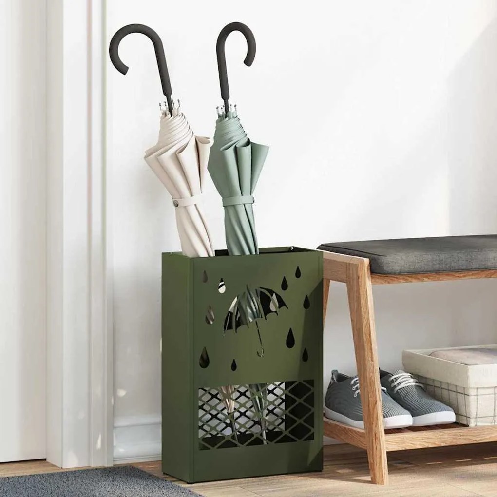 vidaXL Suporte de Guarda-Chuva Verde-Azeitona da , 28x12x41 cm, em Aço