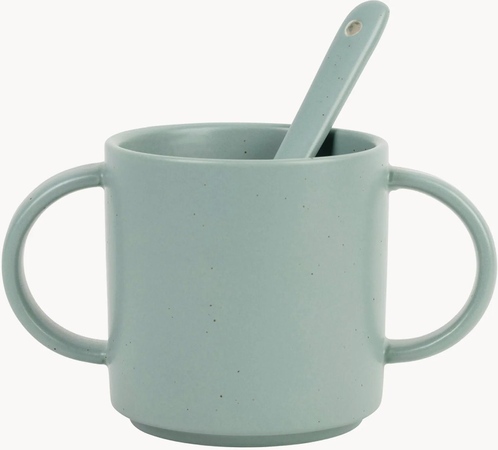 Canecas em grés para crianças com colher Reverie, conjunto de 4