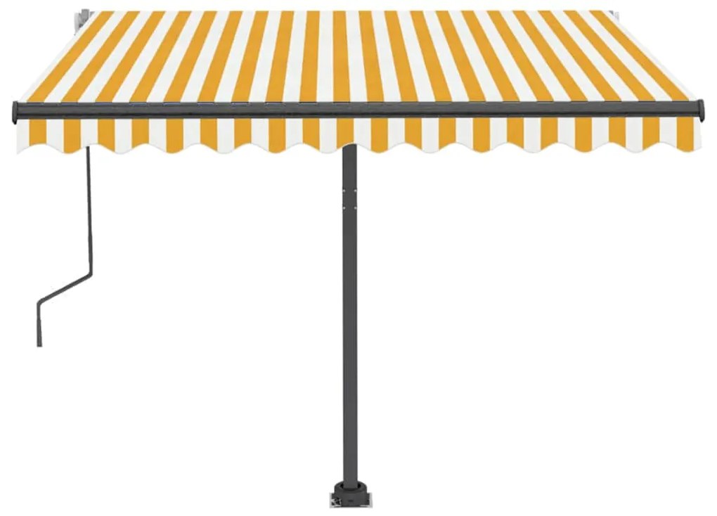 Toldo retrátil manual com LED 300x250 cm amarelo e branco