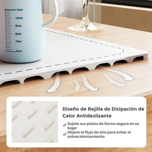 Bandeja elétrica aquecedora 60 x 38 x 2 cm com temperatura ajustável em 6 níveis de silicone com temporizador de 1 a 5 horas Branca