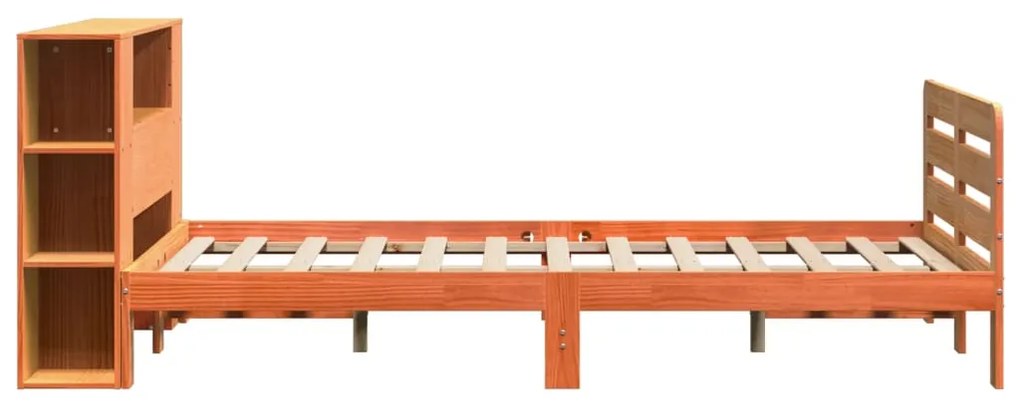 Cama sem colchão 160x200 cm madeira pinho maciço castanho-mel
