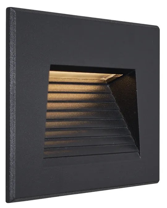 Aplique de parede embutido moderno preto 11,5cm incl. LED IP65 - Trem Moderno