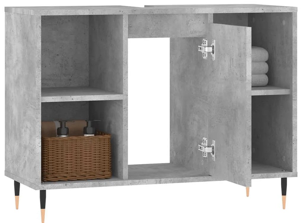 Móvel casa de banho 80x33x60 cm derivados madeira cinza cimento
