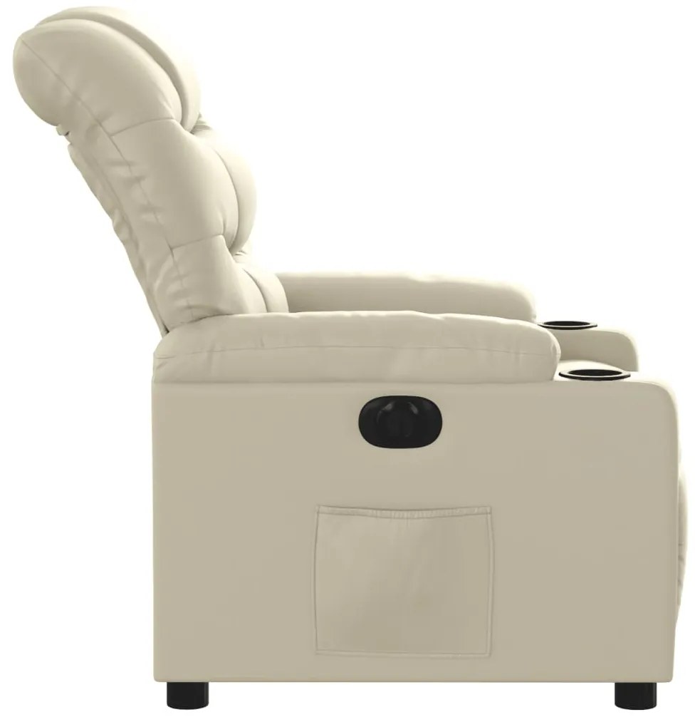 Poltrona reclinável elétrica couro artificial cor creme