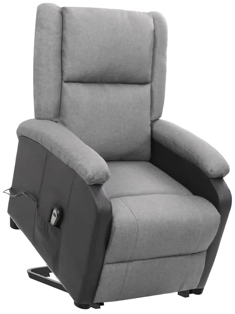 vidaXL Poltrona elevatória tecido cinzento-claro