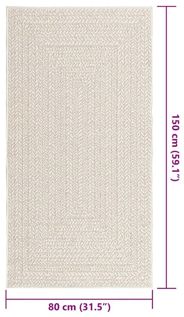 Tapete ZIZUR creme 80x150cm aspeto de juta interior e exterior