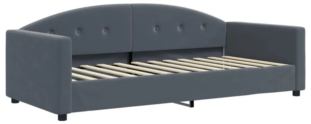 Sofá-cama c/ gavetão e gavetas 90x200 cm veludo cinzento-escuro