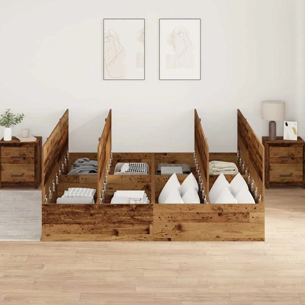 Cama de Armazenamento Madeira Velha 180 x 200 cm - Madeira Engenharia