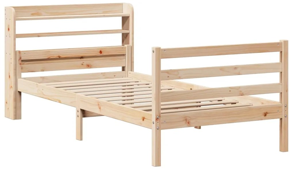 Estrutura de cama com cabeceira 100x200cm pinho maciço