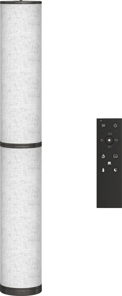 HOMCOM Candeeiro de Pé Moderno Candeeiro de Sala com Brilho Temperaturas de Cor Ajustáveis 3000K-6000K Controle Remoto Magnético Temporizador para Quarto Escritório Decoração Ø20x135 cm Bege | Aosom Portugal