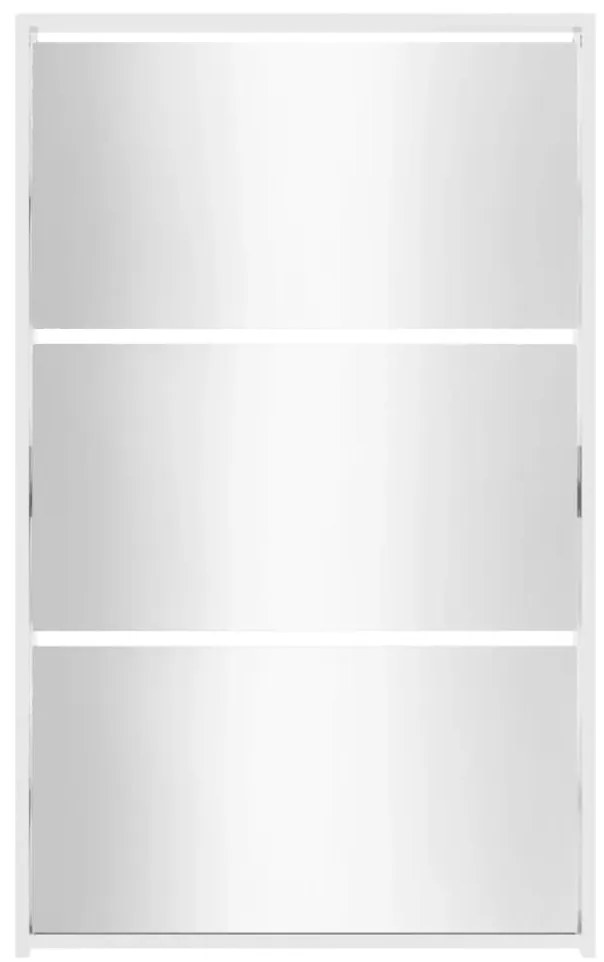 Sapateira + espelho 3 divisórias 63x17x102,5cm branco brilhante