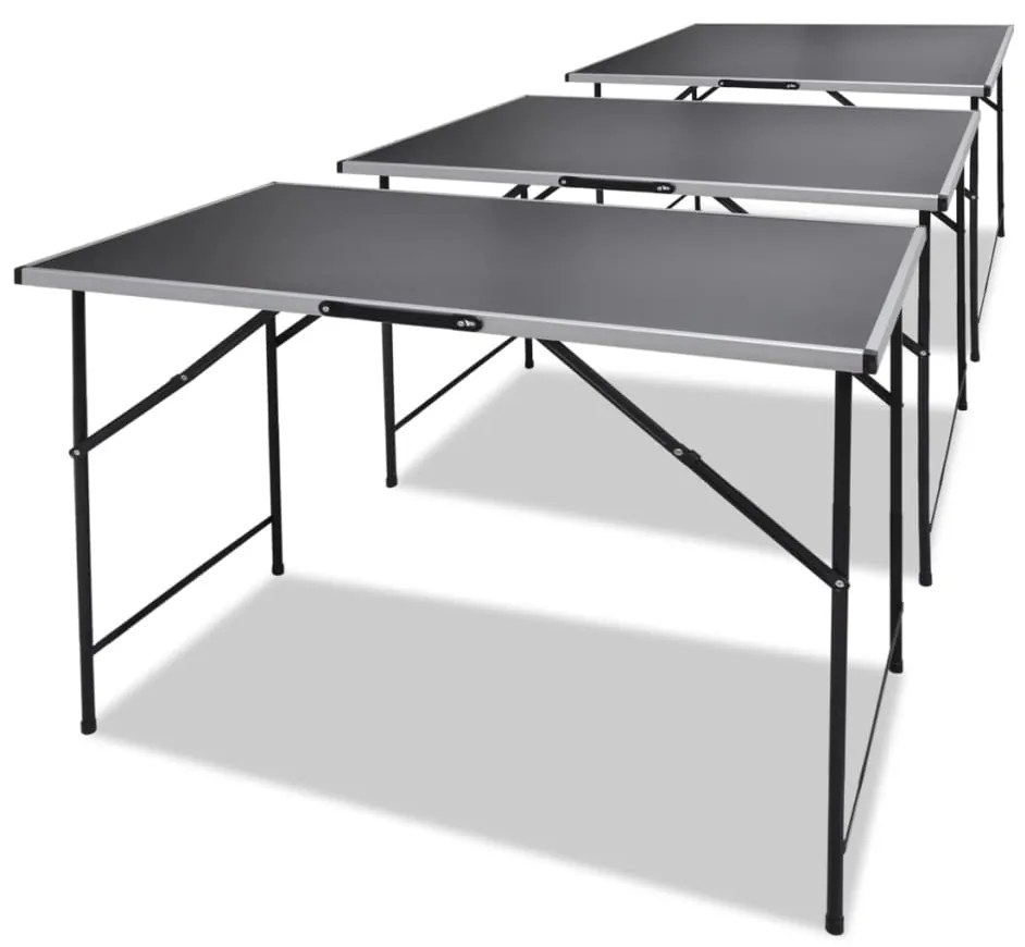 vidaXL Mesas de campismo/trabalho 3 pcs dobráveis