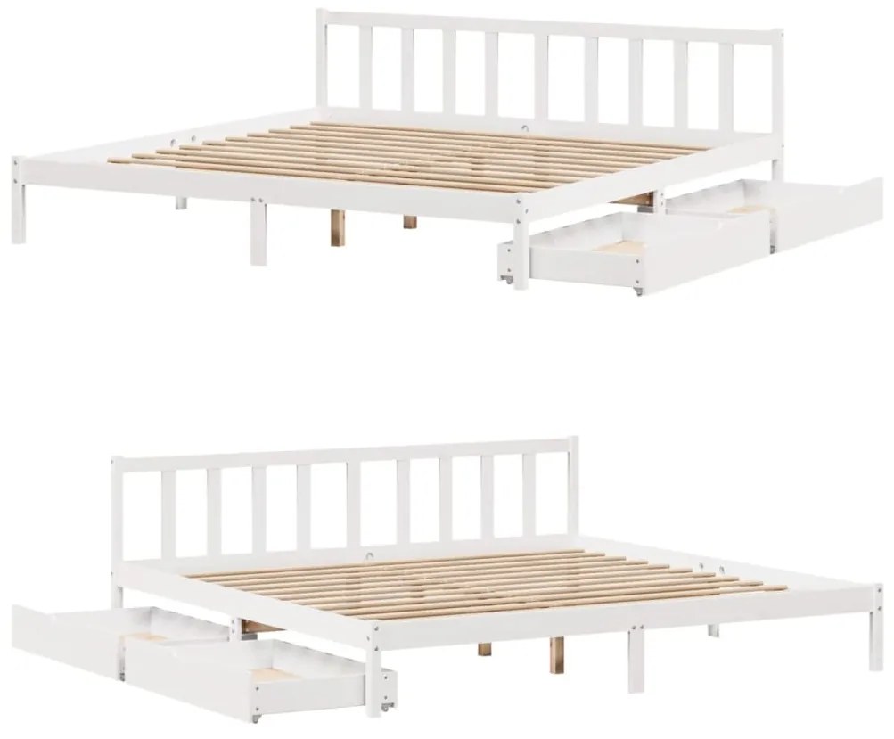 Cama sem colchão 180x200 cm madeira de pinho maciça branco