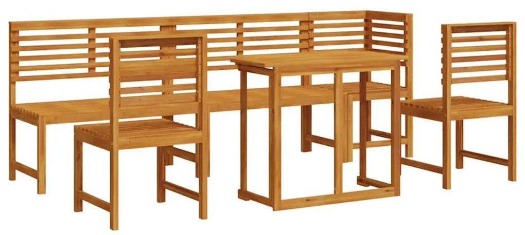 Conjunto de Jantar de Jardim vidaXL com 6 Peças em Madeira Sólida de A