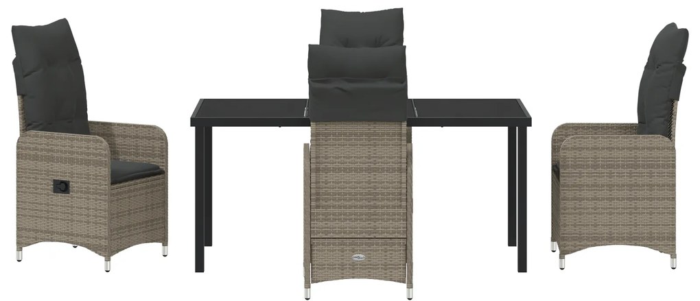 Conjunto de Jantar de Jardim de 5 Peças com Almofadas Cinza Rattan PE