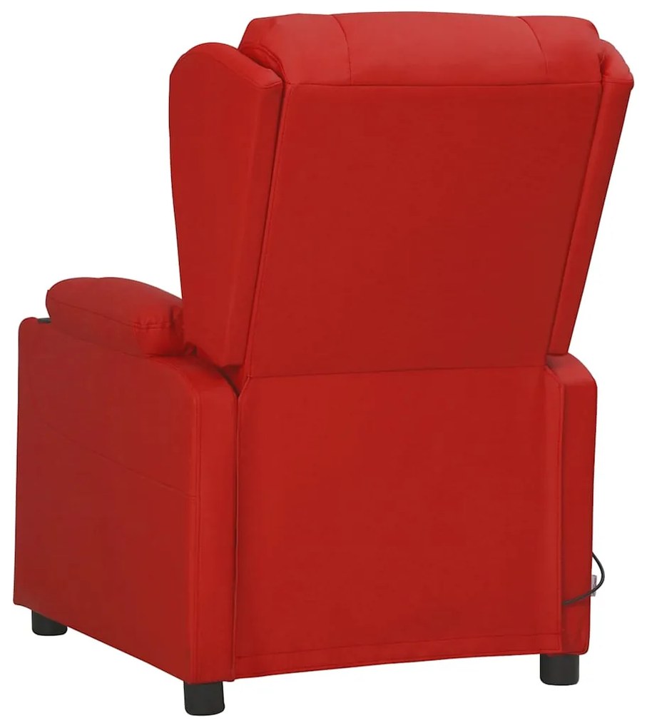 Poltrona massagens elevatória couro artificial vermelho tinto