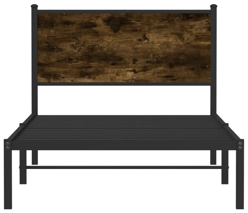 Estrutura de cama sem colchão 100x200 cm metal carvalho fumado