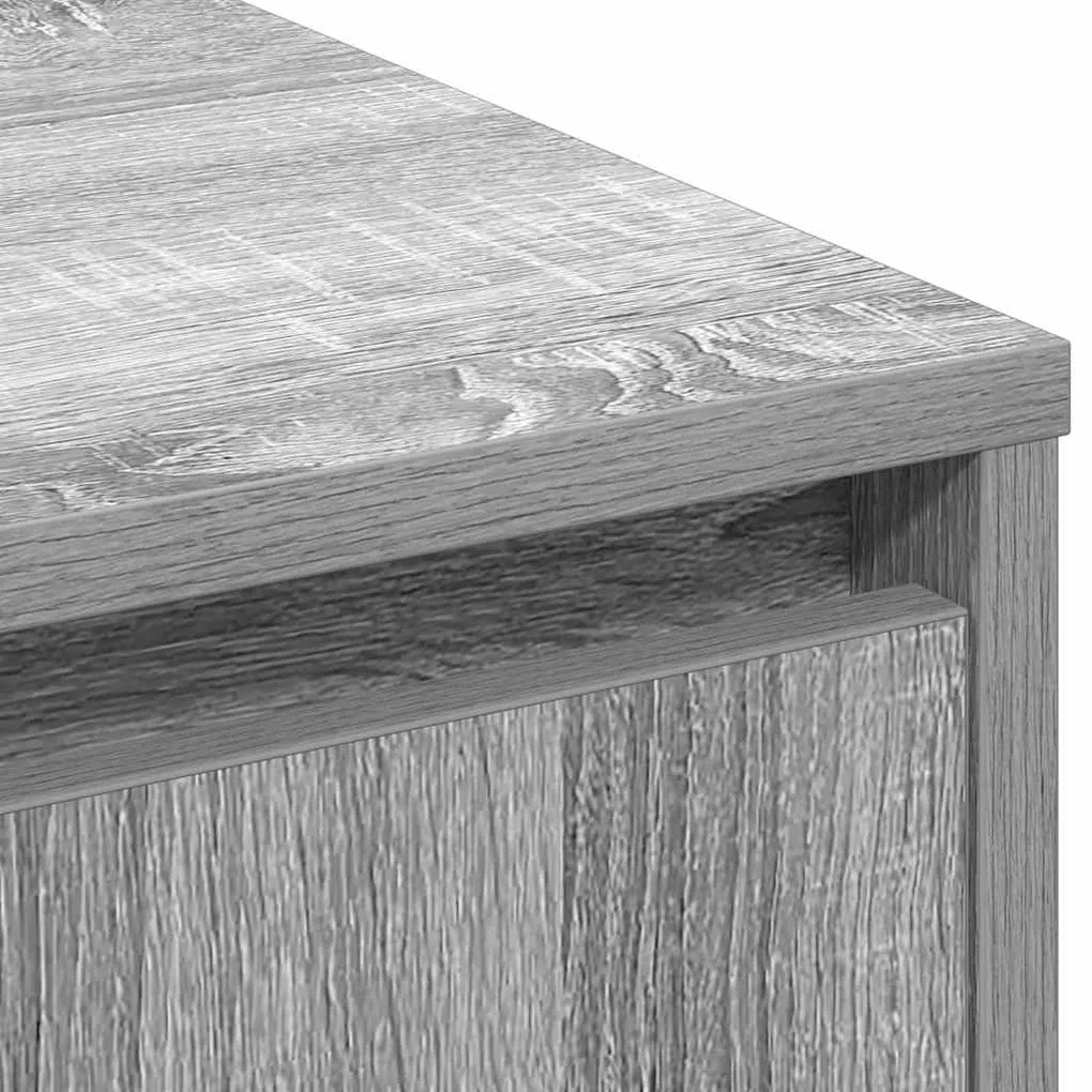Aparador vidaXL com LED Cinza Sonoma 71x34,5x75 cm em madeira de engen