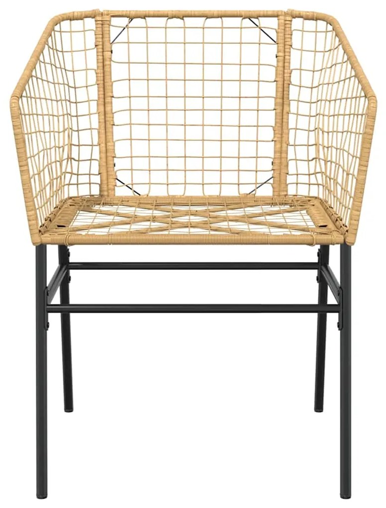 Conjunto jantar jardim 3 peças vidro vime PE castanho