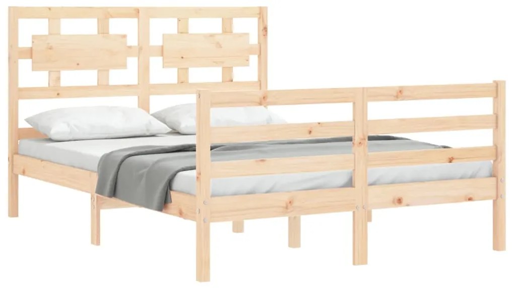 Estrutura de cama com cabeceira 140x190 cm madeira maciça