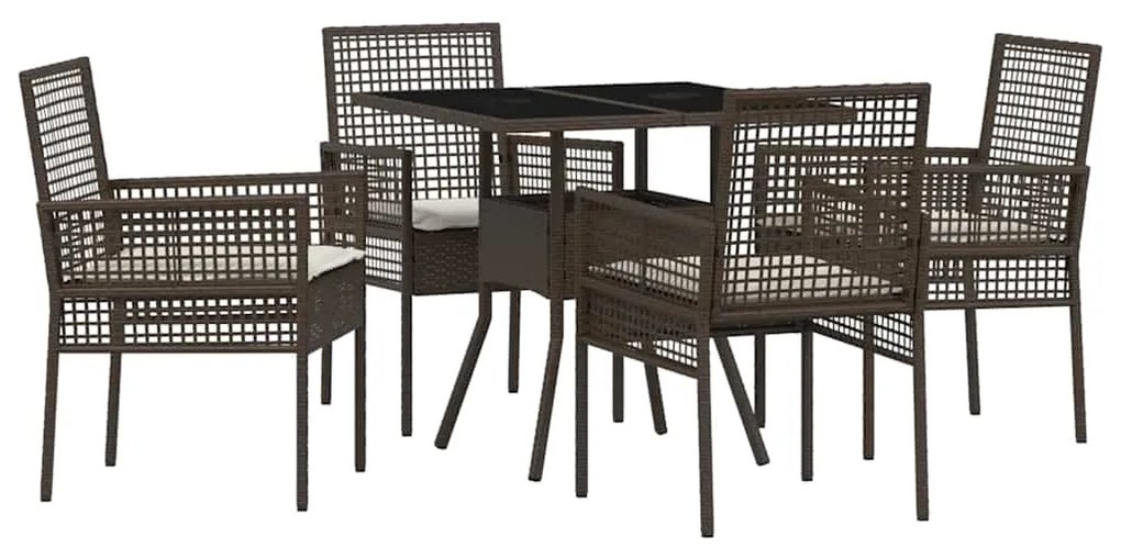 Conjunto de Jantar de Jardim com 5 Peças em Rattan Poliéster Castanho